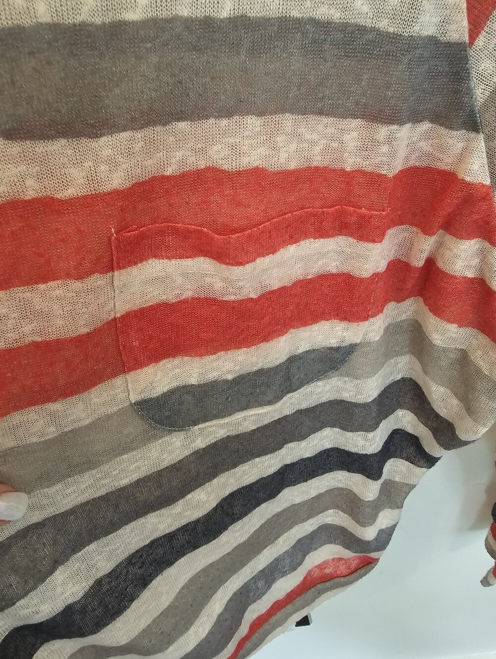 Forever 21 Coral Gray & Beige Stripe Top With Pocket Size Small - Picture 8 of 8